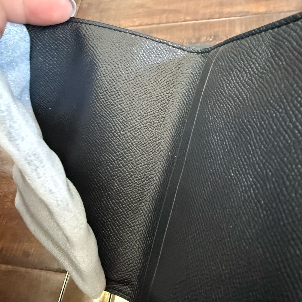 Coach Black Pebbled Glittery Leather Passport Book Cover & Luggage Tag Gold Logo - Picture 7 of 12